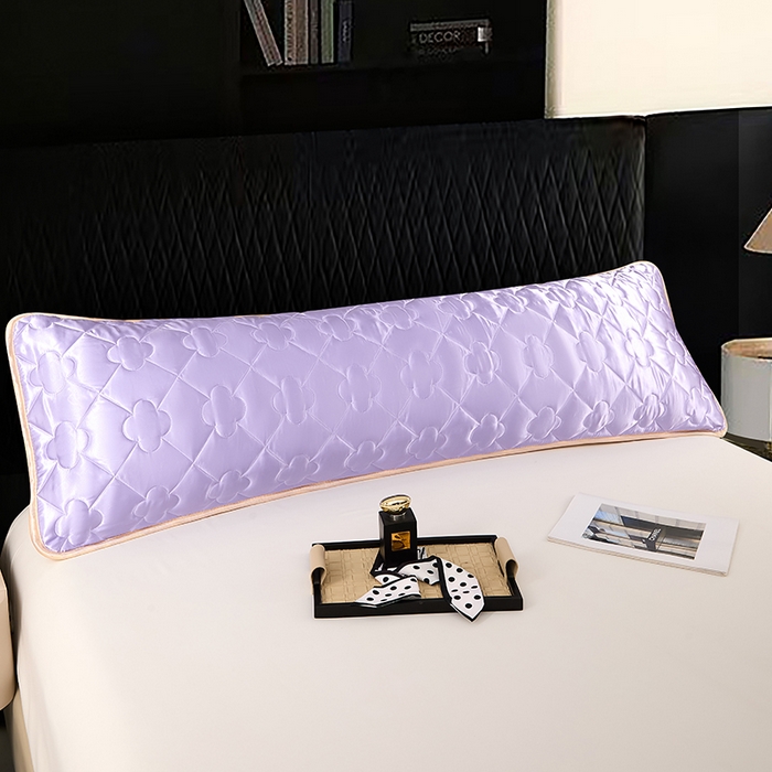 91家纺网 家纺一手货源 找家纺 梦舒羽 2025新款夏季冰丝凉感夹棉枕套双人情侣枕头套加长加厚枕芯套1.5m内胆套 夹棉加厚-雪青色