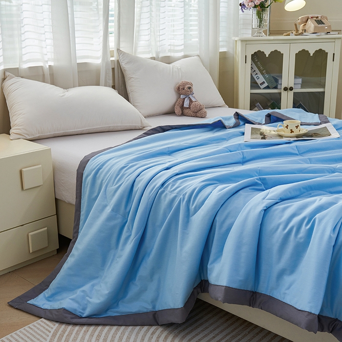 91家纺网 家纺一手货源 找家纺 被多多 2025新款全棉纯棉羽丝棉夏被夏凉被空调被 天空蓝