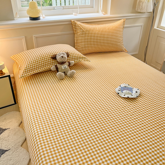 91家纺网 家纺一手货源 找家纺 馨乐家纺 2025新款亲肤印花芦荟棉单品床单第二批 心动黄