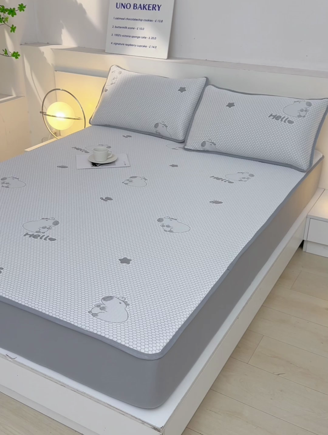 91家纺网 家纺一手货源 找家纺 梦之星 2025新款凉豆豆凉席三件套 卡比巴拉床笠款-灰