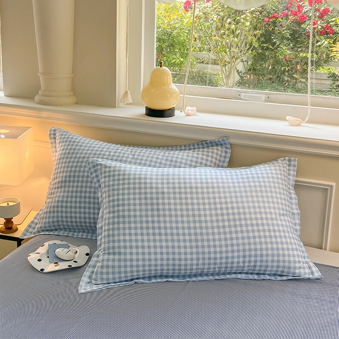 91家纺网 家纺一手货源 找家纺 馨乐家纺 2025新款亲肤印花芦荟棉单品床单第二批 心动蓝