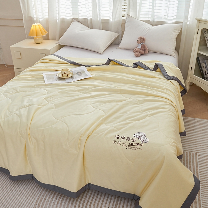 91家纺网 家纺一手货源 找家纺 被多多 2025新款全棉纯棉羽丝棉夏被夏凉被空调被 奶油黄