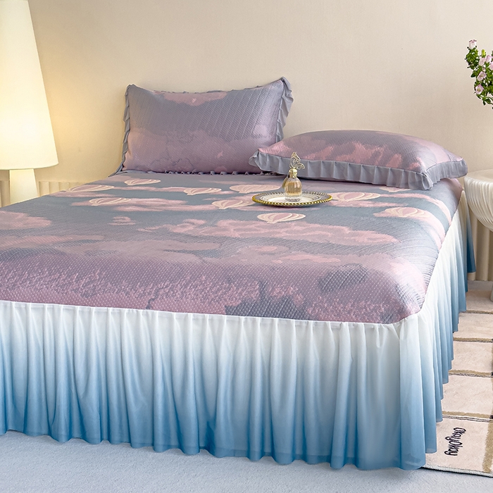 91家纺网 家纺一手货源 找家纺 冬然家纺 2025新款冰豆豆席子凉席床裙款 梦幻气球-粉