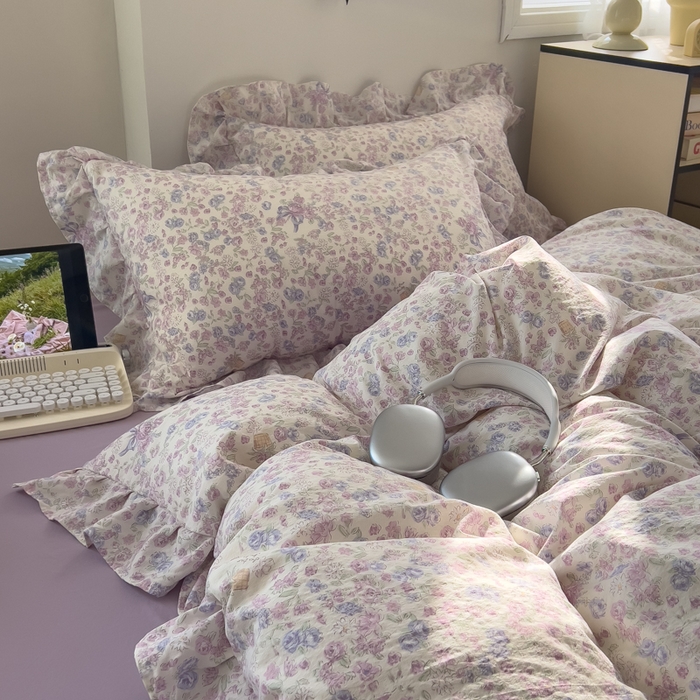 91家纺网 家纺一手货源 找家纺 （总）希丞家居 2025新款云感提花双层纱花边四件套