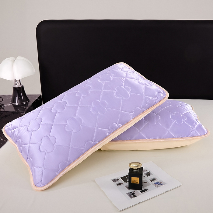 91家纺网 家纺一手货源 找家纺 梦舒羽 2025新款夏季冰丝凉感夹棉枕套单人一对装可水洗加厚枕头套宿舍48x74cm枕芯套 夹棉加厚-雪青色