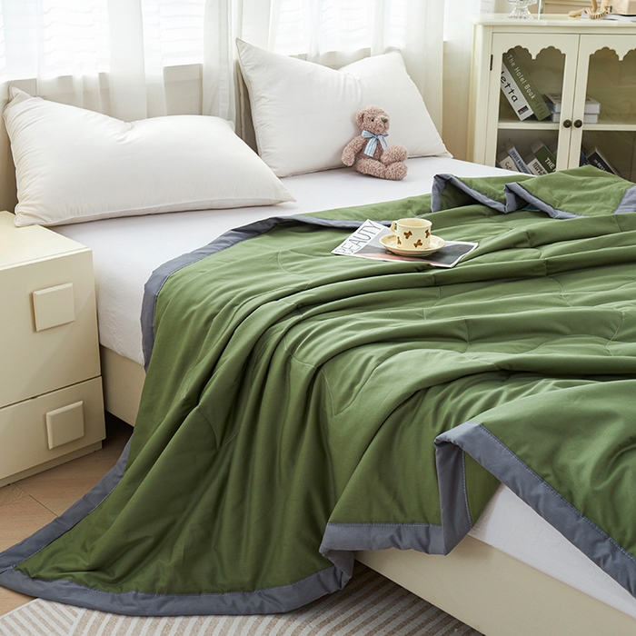 91家纺网 家纺一手货源 找家纺 被多多 2025新款全棉纯棉羽丝棉夏被夏凉被空调被 墨绿