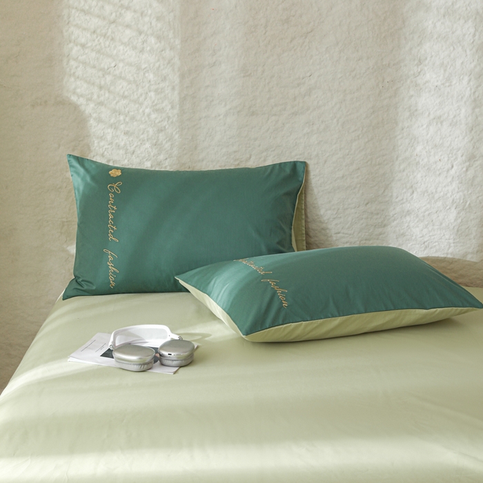 91家纺网 家纺一手货源 找家纺 简宜家居（朝初家纺） 2025新款纯棉刺绣山茶花大豆被 山茶花-水绿