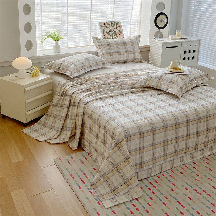 91家纺网 家纺一手货源 找家纺 凯磊2025新款老粗布印花单品床单床单单件 暖格舒居