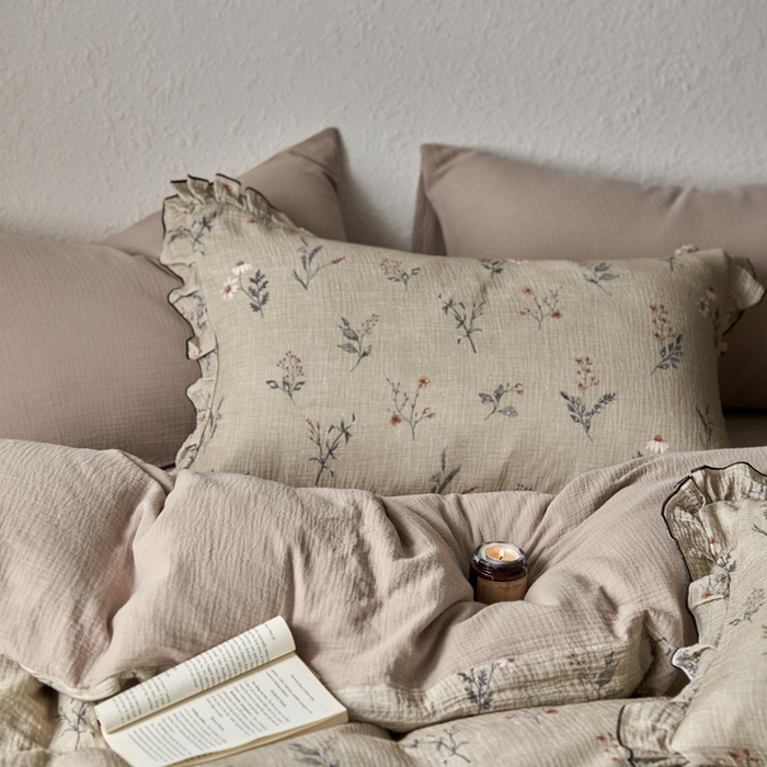 91家纺网 家纺一手货源 找家纺 安莱生活2025年新款全棉精梳棉双层纱绉纱数码印花四件套及夏凉被系列3 织麦-咖