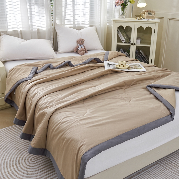 91家纺网 家纺一手货源 找家纺 被多多 2025新款全棉纯棉羽丝棉夏被夏凉被空调被 咖色