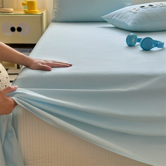 91家纺网 家纺一手货源 找家纺 丽涵家纺 2025新款全棉大雁纹单品床单床单三件套 good晴空蓝