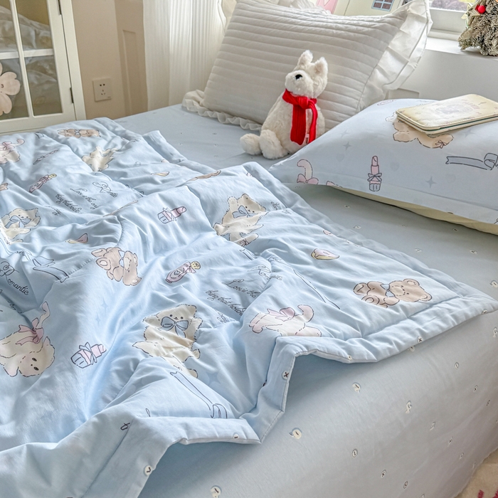 91家纺网 家纺一手货源 找家纺 欧喜璐 2025新款里外全棉夏凉被奶油阿布-兰