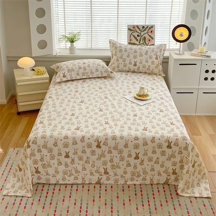 凯磊2025新款老粗布印花单品床单床单单件 暖兔馨榻