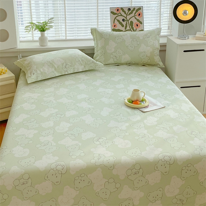 91家纺网 家纺一手货源 找家纺 凯磊2025新款老粗布印花单品床单床单单件 萌熊悠眠