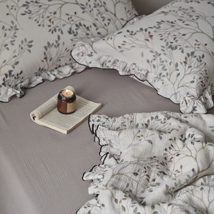 91家纺网 家纺一手货源 找家纺 安莱生活2025新款A类全棉双层皱皱纱夏凉被 夏被  常青藤