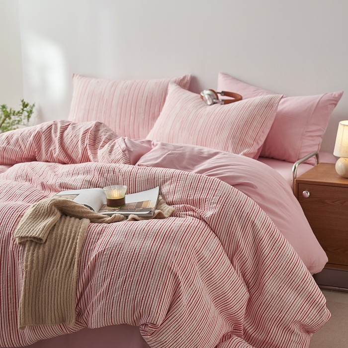 91家纺网 家纺一手货源 找家纺 （总）千朵森  2025新款全棉色织提花条纹四件套