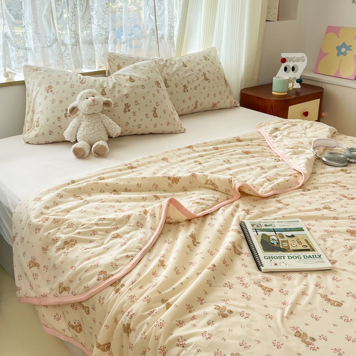 91家纺网 家纺一手货源 找家纺 葡萄家 2025新款A类母婴级大豆纤维牛奶丝针织棉夏凉被（提供买家秀）花粉