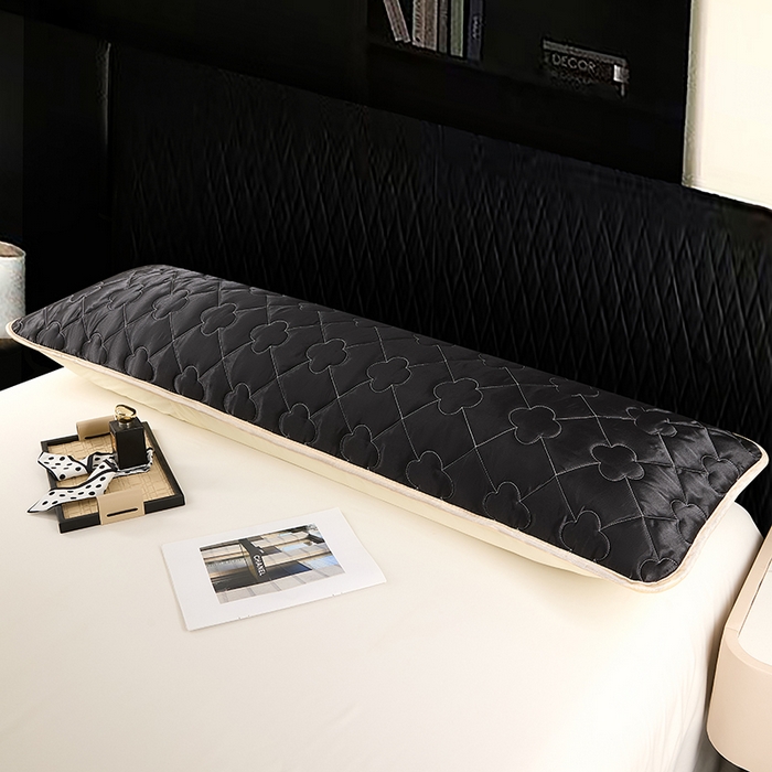 91家纺网 家纺一手货源 找家纺 梦舒羽 2025新款夏季冰丝凉感夹棉枕套双人情侣枕头套加长加厚枕芯套1.5m内胆套 夹棉加厚-尊贵黑