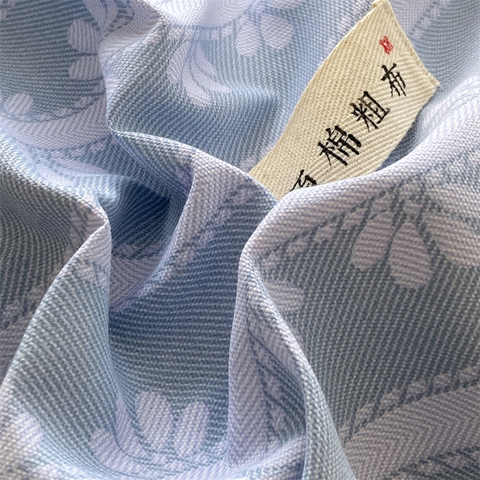 91家纺网 家纺一手货源 找家纺 凯磊2025新款老粗布印花单品枕套枕套单件 甜纹悠居-蓝