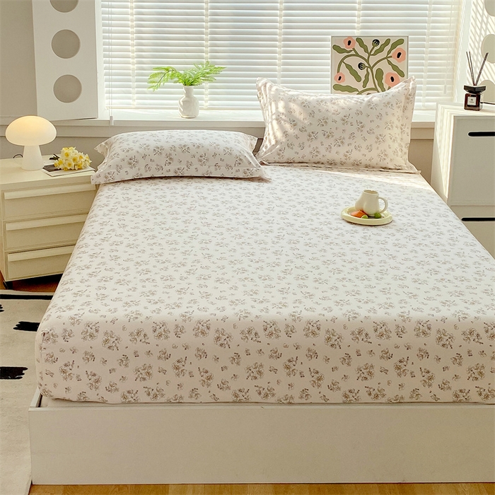 91家纺网 家纺一手货源 找家纺 凯磊2025新款老粗布印花单品床笠床笠单件 淡彩花语