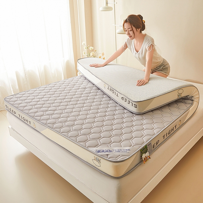 91家纺网 家纺一手货源 找家纺 锦逸2025新款牛奶丝乳胶床垫 六边形黑