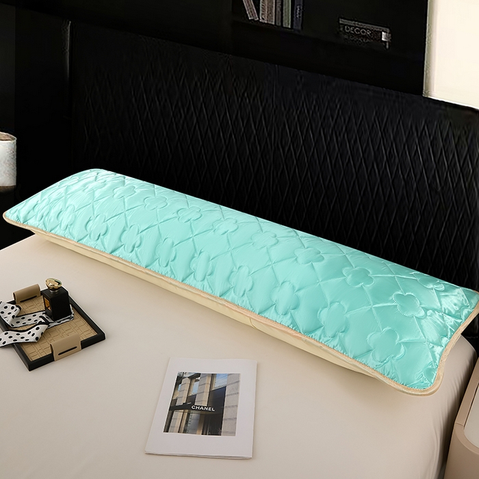 91家纺网 家纺一手货源 找家纺 梦舒羽 2025新款夏季冰丝凉感夹棉枕套双人情侣枕头套加长加厚枕芯套1.5m内胆套 夹棉加厚-水蓝色