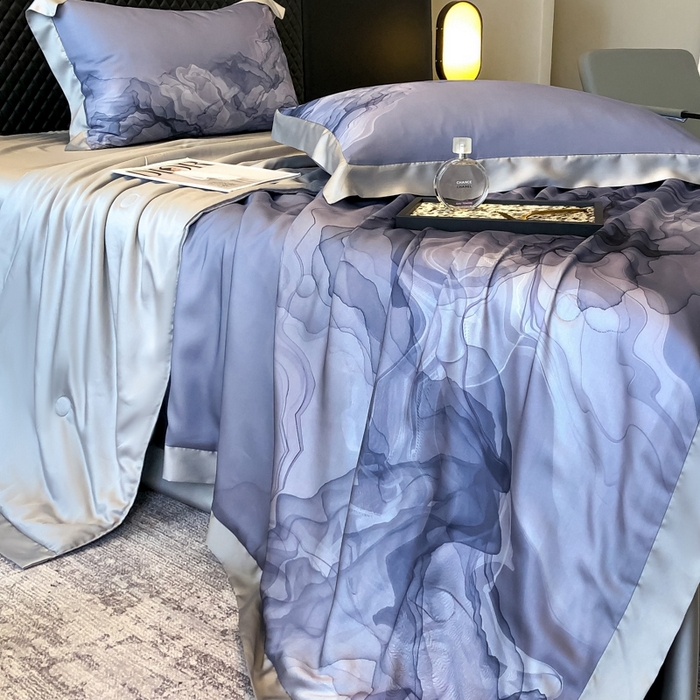 91家纺网 家纺一手货源 找家纺 若未家居 LOVEWE HOUSE 2025新中式60天丝床盖夏被四件套水墨