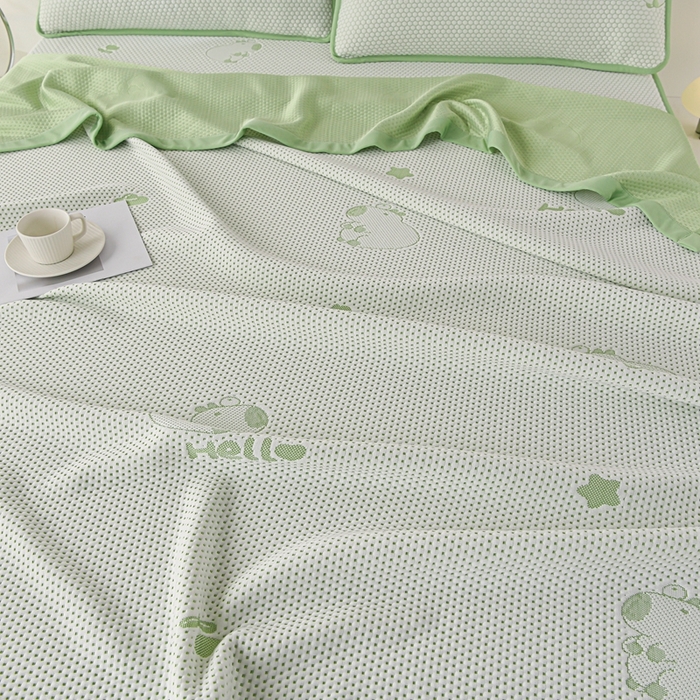 91家纺网 家纺一手货源 找家纺 梦之星 2025新款凉豆豆凉席三件套 卡比巴拉床笠款-绿