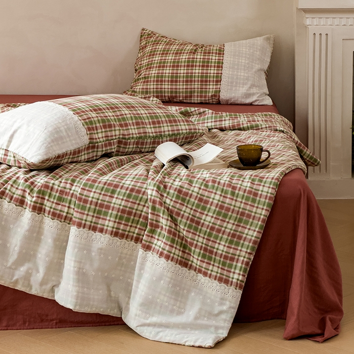 91家纺网 家纺一手货源 找家纺 曼町家居 2025春夏新款全棉纯棉双层纱法式镂空立体大花边夏被夏凉被空调被四件套 洛可可恋