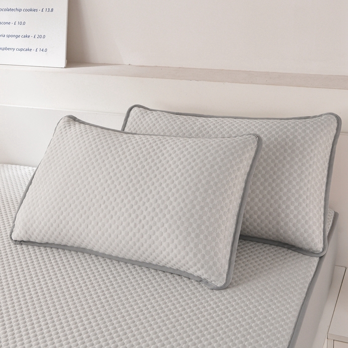 91家纺网 家纺一手货源 找家纺 梦之星 2025新款凉豆豆凉席三件套 纯色床笠款-灰