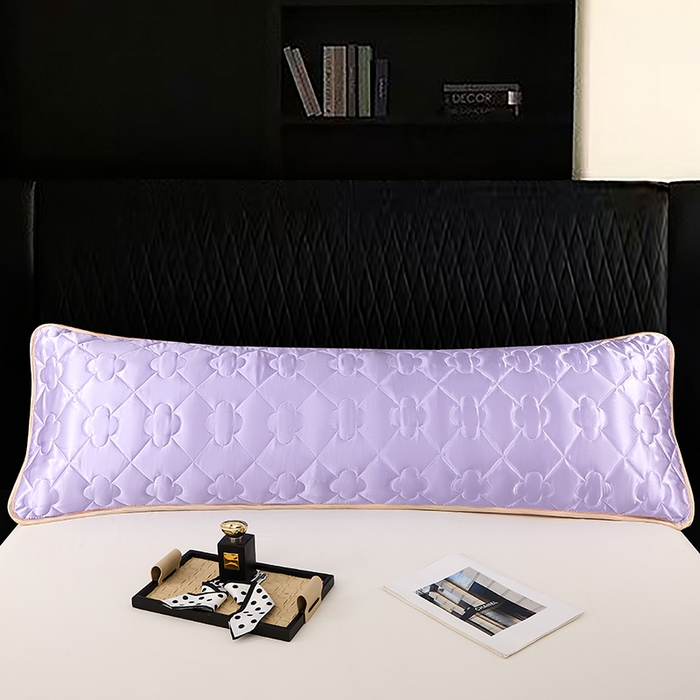 91家纺网 家纺一手货源 找家纺 梦舒羽 2025新款夏季冰丝凉感夹棉枕套双人情侣枕头套加长加厚枕芯套1.5m内胆套 夹棉加厚-雪青色