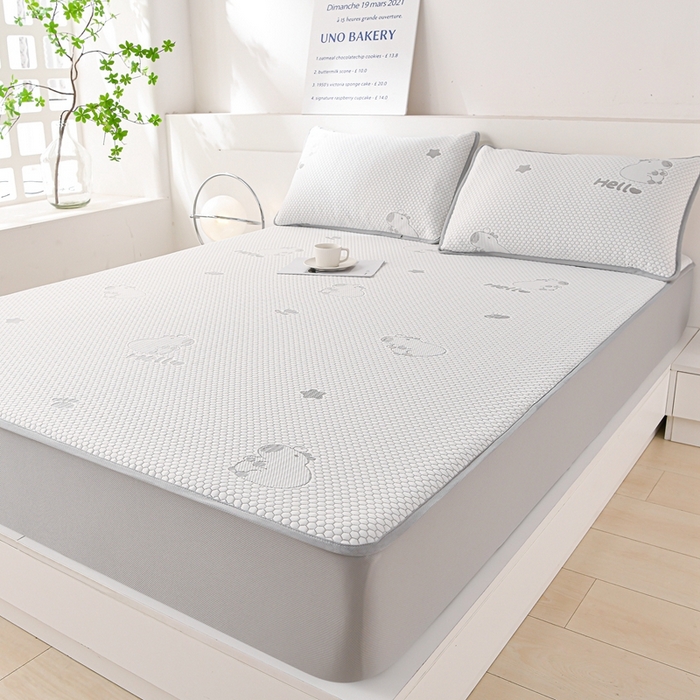 91家纺网 家纺一手货源 找家纺 梦之星 2025新款凉豆豆凉席三件套 卡比巴拉床笠款-灰