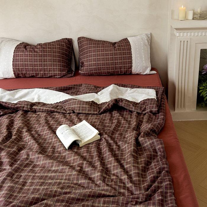 91家纺网 家纺一手货源 找家纺 曼町家居 2025春夏新款全棉纯棉双层纱法式镂空立体大花边夏被夏凉被空调被四件套 佩斯利