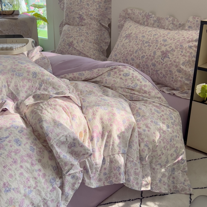 91家纺网 家纺一手货源 找家纺 （总）希丞家居 2025新款云感提花双层纱花边四件套