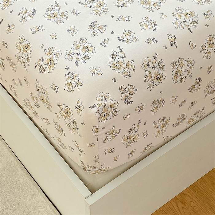 91家纺网 家纺一手货源 找家纺 凯磊2025新款老粗布印花单品床笠床笠单件 淡彩花语