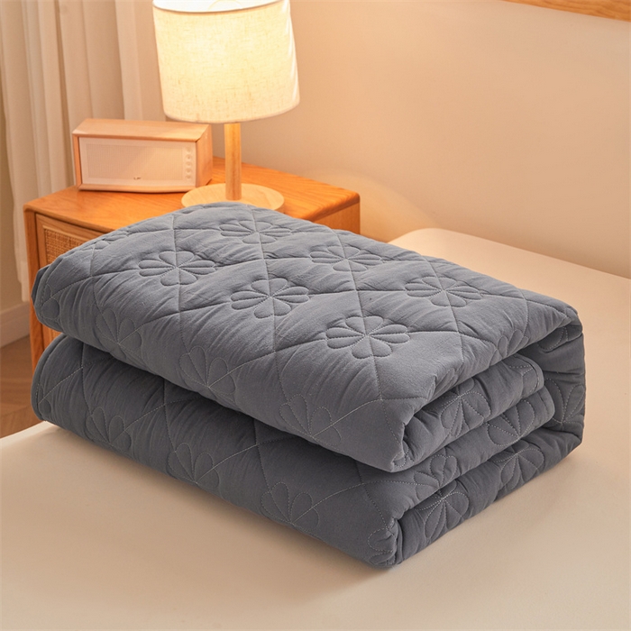 91家纺网 家纺一手货源 找家纺 3C 2025新款A类全棉四叶草防水隔脏床笠 防水 浅语-星空灰