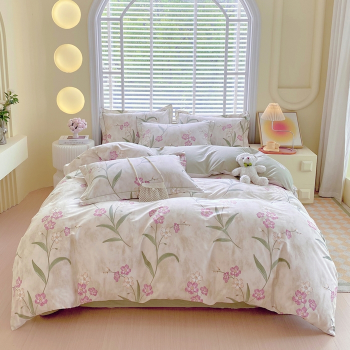 91家纺网 家纺一手货源 找家纺 星期三  2025年4月新款铂金全棉纯棉13372四件套 加微信有会员价 花枝草蔓