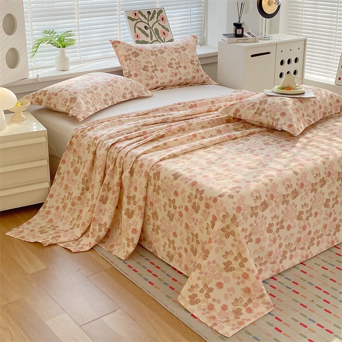 91家纺网 家纺一手货源 找家纺 凯磊2025新款老粗布印花单品床单床单单件 暖花甜梦