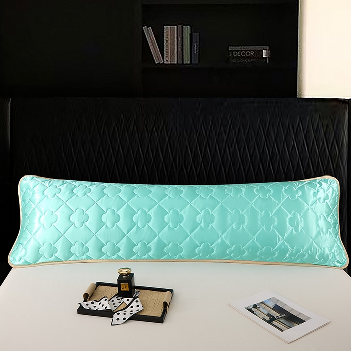 91家纺网 家纺一手货源 找家纺 梦舒羽 2025新款夏季冰丝凉感夹棉枕套双人情侣枕头套加长加厚枕芯套1.5m内胆套 夹棉加厚-水蓝色