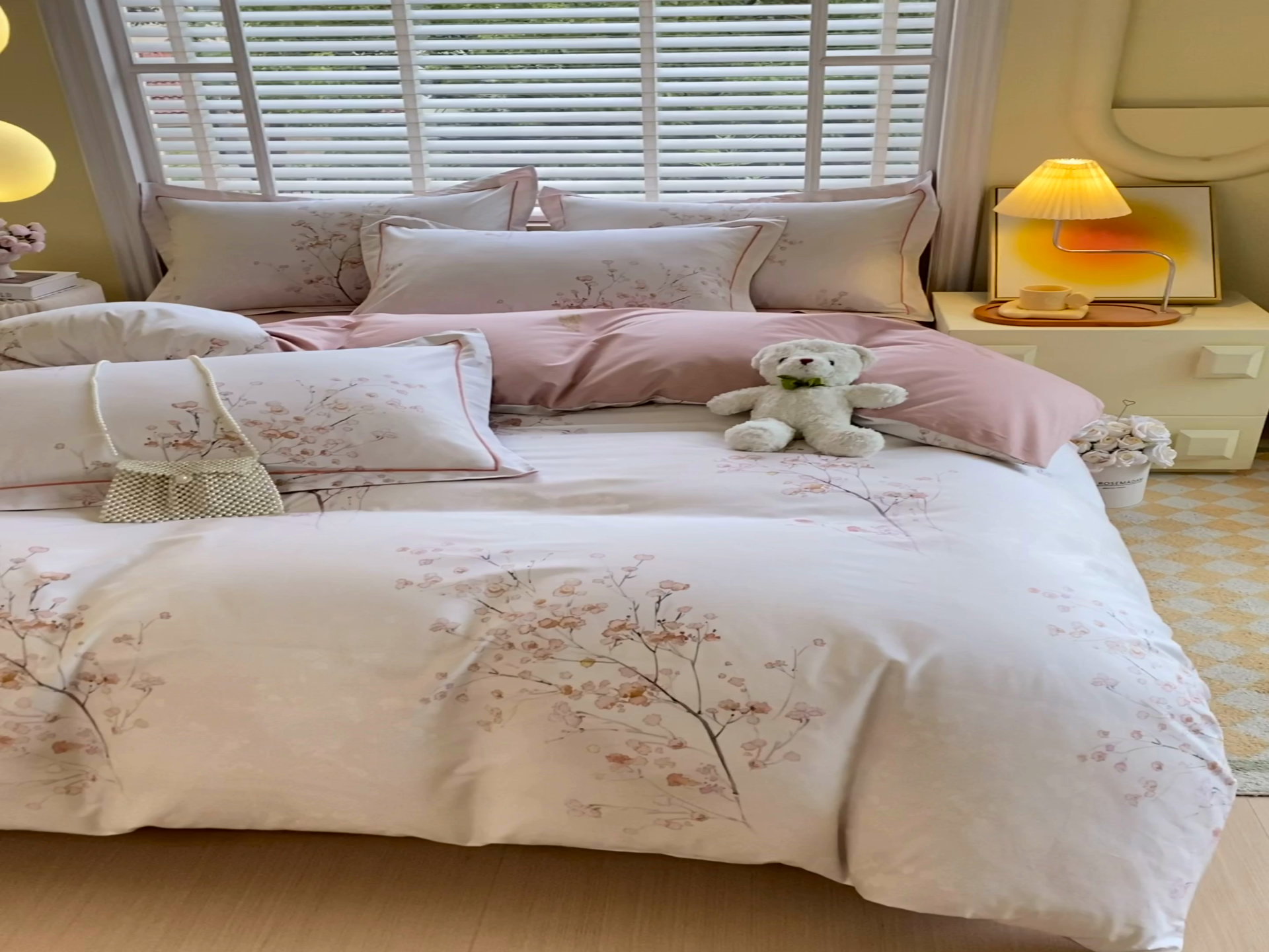 91家纺网 家纺一手货源 找家纺 星期三  2025年4月新款铂金全棉纯棉13372四件套 加微信有会员价 棠影寻-粉