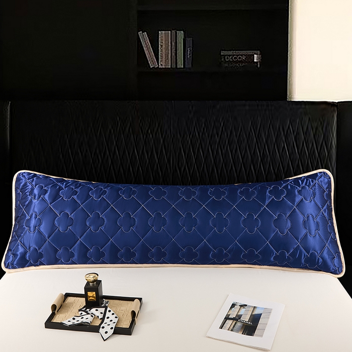 91家纺网 家纺一手货源 找家纺 梦舒羽 2025新款夏季冰丝凉感夹棉枕套双人情侣枕头套加长加厚枕芯套1.5m内胆套 夹棉加厚-深海蓝