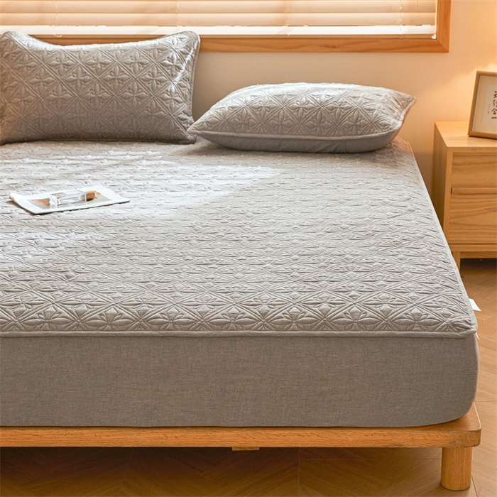 91家纺网 家纺一手货源 找家纺 3C 2025全棉蚕丝蛋白夹棉床笠 天星花-星辰灰