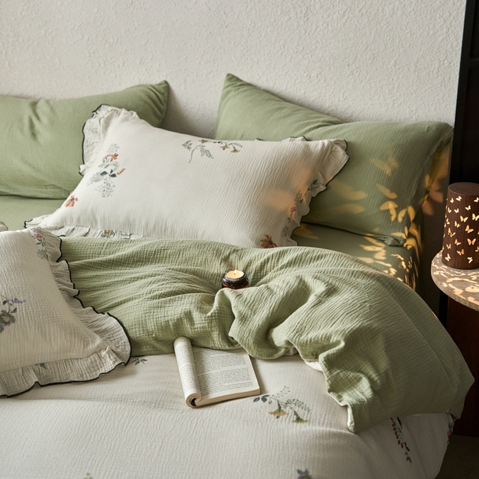 91家纺网 家纺一手货源 找家纺 （总）安莱生活2025年新款全棉精梳棉双层纱绉纱数码印花四件套及夏凉被系列3