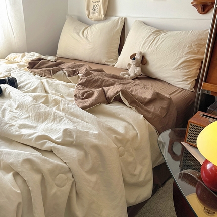 91家纺网 家纺一手货源 找家纺 （总）耀达家居 2025新款水洗棉双拼夏被四件套