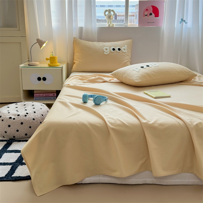 91家纺网 家纺一手货源 找家纺 丽涵家纺 2025新款全棉大雁纹单品床单床单三件套 good香槟金