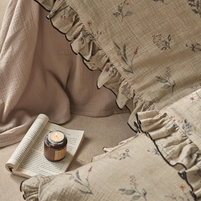 91家纺网 家纺一手货源 找家纺 安莱生活2025新款A类全棉双层皱皱纱夏凉被 夏被 织麦-咖