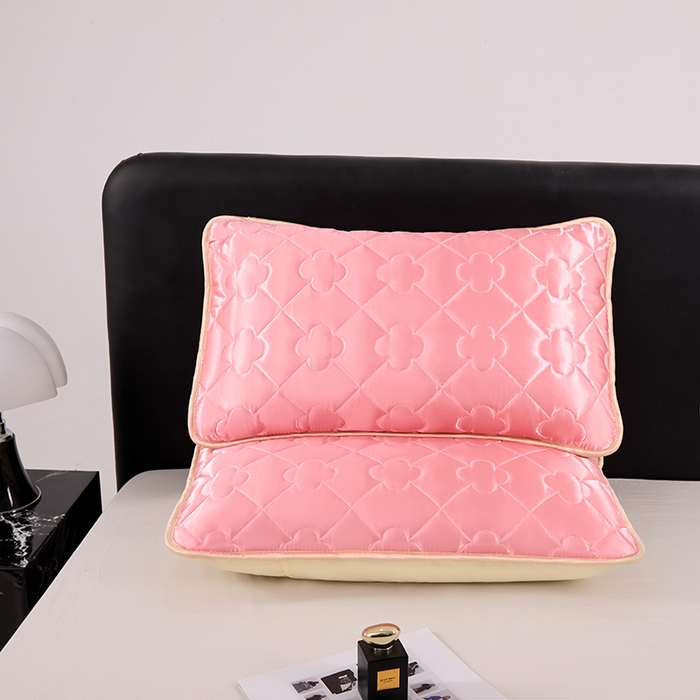 91家纺网 家纺一手货源 找家纺 梦舒羽 2025新款夏季冰丝凉感夹棉枕套单人一对装可水洗加厚枕头套宿舍48x74cm枕芯套 夹棉加厚-玉色