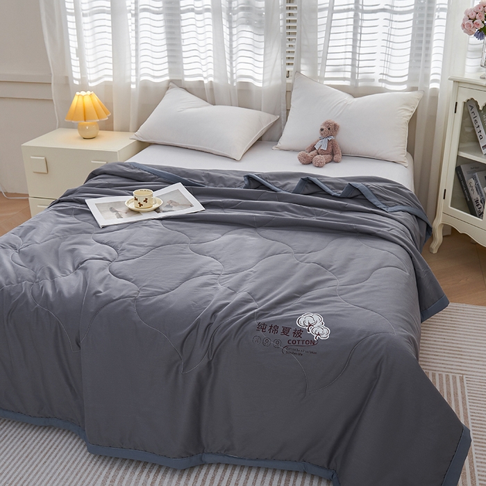 91家纺网 家纺一手货源 找家纺 被多多 2025新款全棉纯棉羽丝棉夏被夏凉被空调被 高级灰
