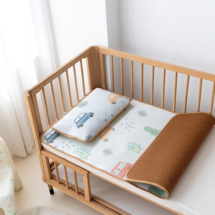 91家纺网 家纺一手货源 找家纺 （总）嗨生活 2025新款古藤+冰丝婴儿凉席 儿童幼儿园凉席 午睡席 冰丝藤席 可定制 