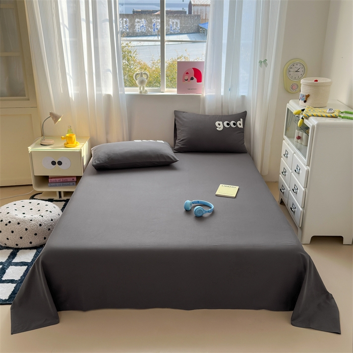 91家纺网 家纺一手货源 找家纺 丽涵家纺 2025新款全棉大雁纹单品床单床单三件套 good铅笔灰